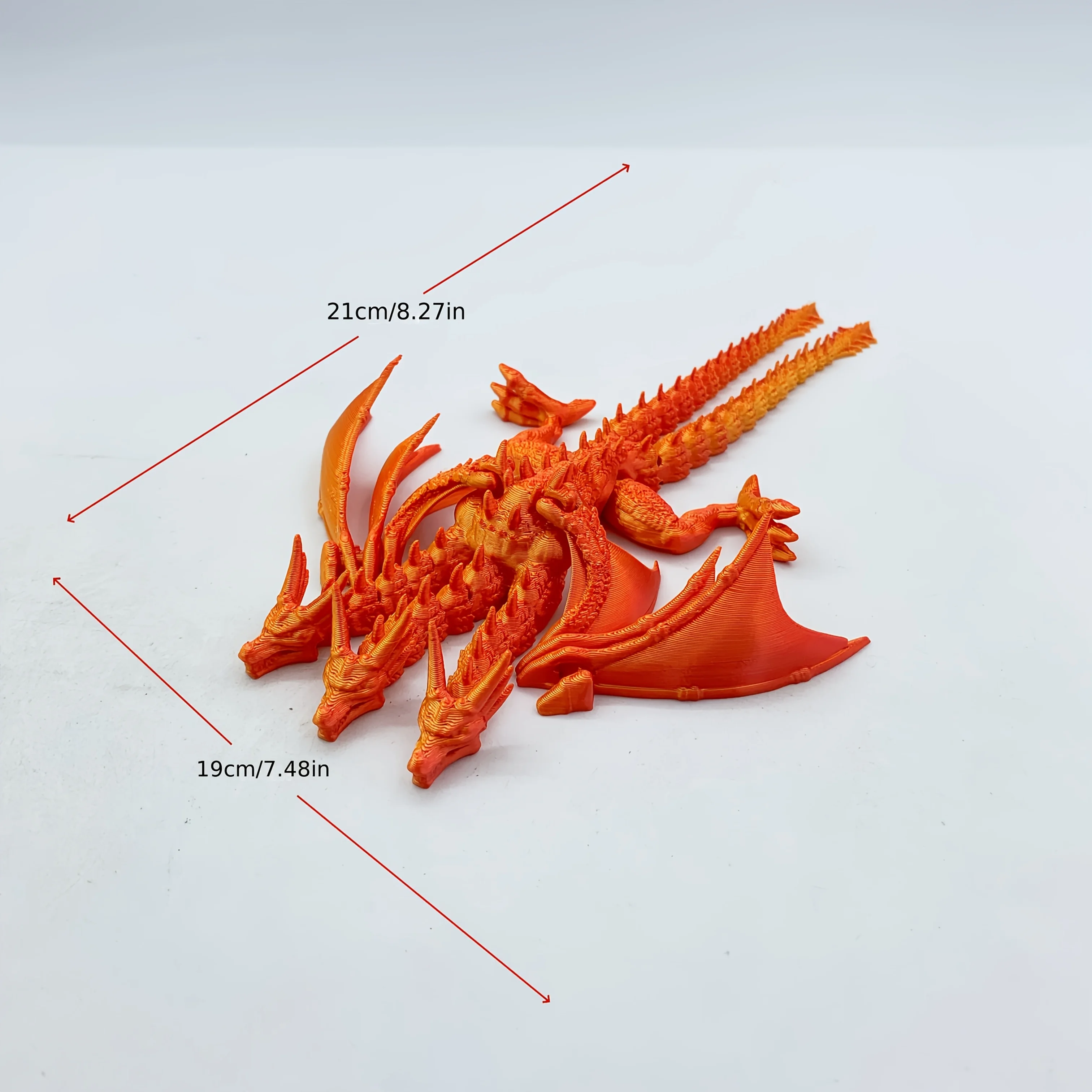 3D Printed Laser Multicolor Gradient Three-Headed Dragon Figurine