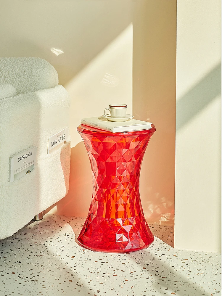 

Скандинавский акриловый чайный столик для хранения, креативный прозрачный угловой диван, боковой столик, туалетный табурет, круглый низкий табурет, мебель для гостиной