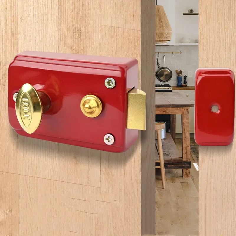 Cerraduras Rojas Retro Para puerta Exterior, cerradura antirrobo de  seguridad, cerradura de seguro múltiple, cerradura de puerta de madera para  Hardware de muebles