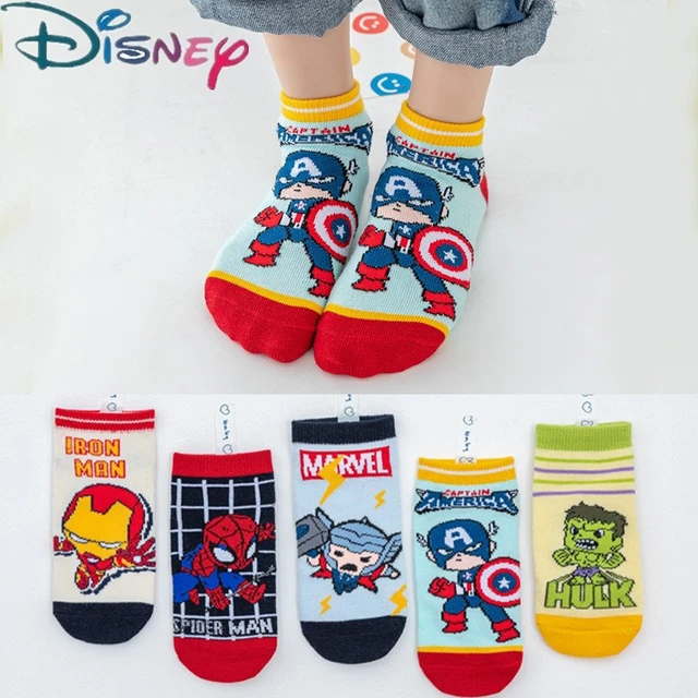 5 Pairs Spiderman Children's Socks Marvel iron Man Hulk Thor Anime