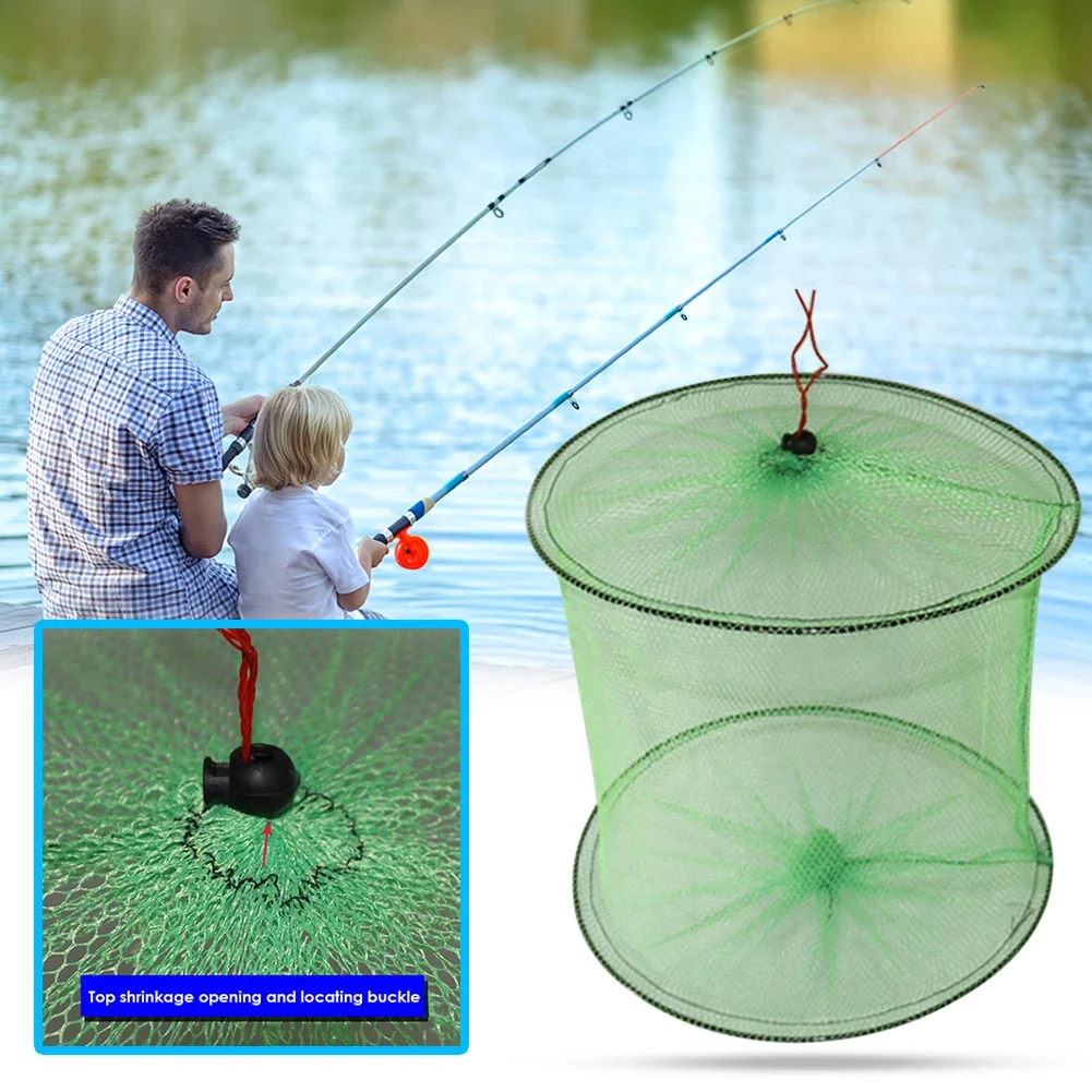 Description Picture 6 of itemFoldable Nylon Fish Net 2-Layer Portable Crawdad Crab Trap Net Basket Outdoor Fish Guard Network Mesh for Fisherman
