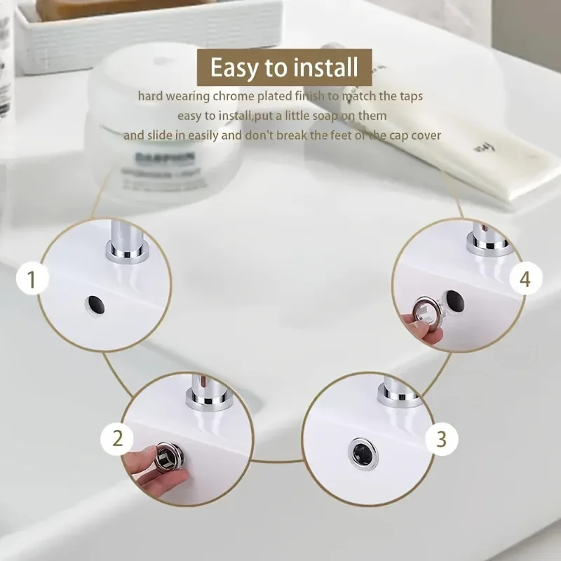 2-6pcs Chrome Sink Drain Covers Leak-Proof Easy-Install Basin Overflow Plugs for Bathroom Kitchen Round Countertop Sink Access