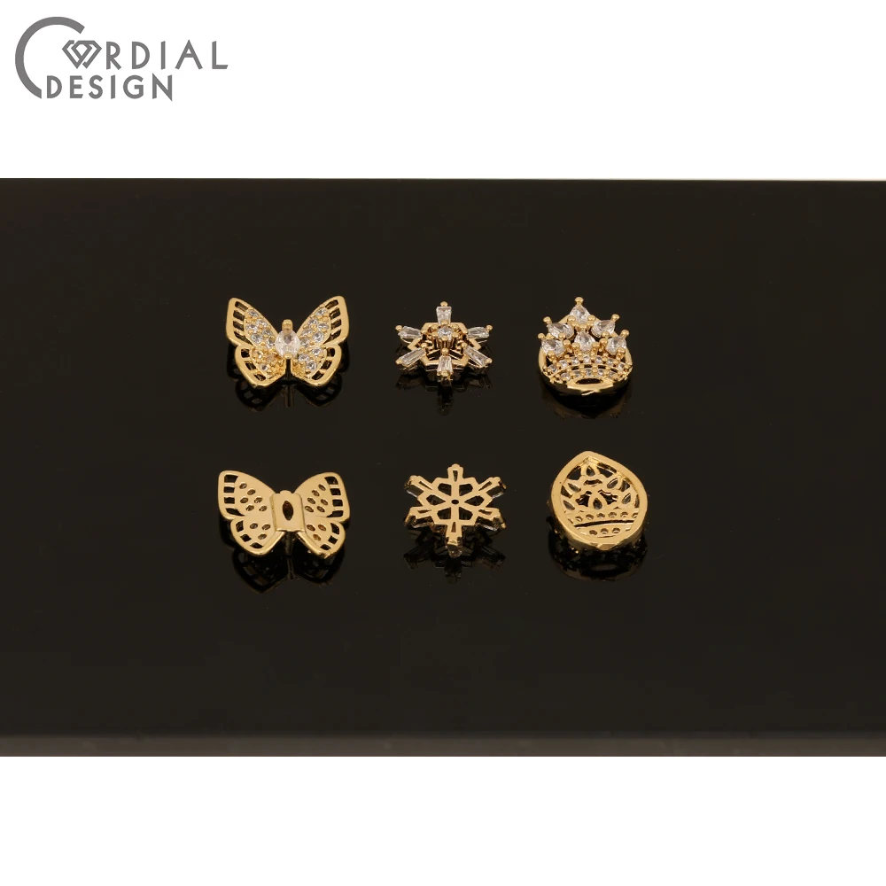 Cordial Design 30Pcs Genuine Gold Plating/Cubic Zircon/Jewelry Findings & Components/Multi Shapes/DIY Fingernail Accessories - cordial