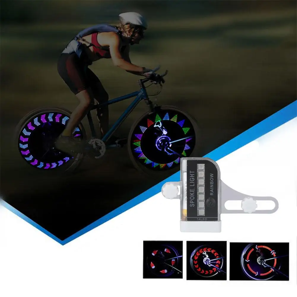 Bicycle Wheel Light 14 RGB LEDS Bike Spoke Lamp Cycling Signal Warning Lantern 30 Patterns Rim Movement Light Colorful Sens G0I8 bicycle parts bike accessories