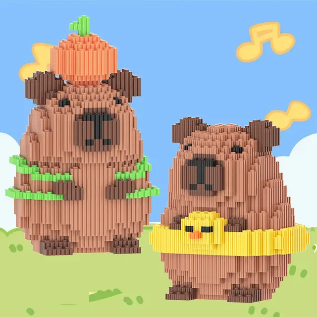 Big Capybara Toy for Kids Giant Strawberry Capybara Construction Set Anime Unique Decoration for Home for Aged 8+ 5