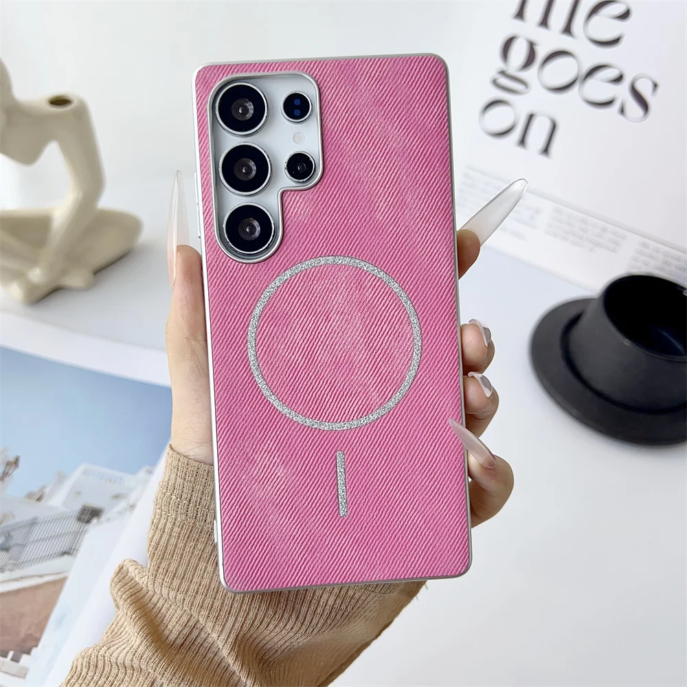 Trendy Solid Color Denim Phone Case with Magsafe Compatibility & Shockproof Protection