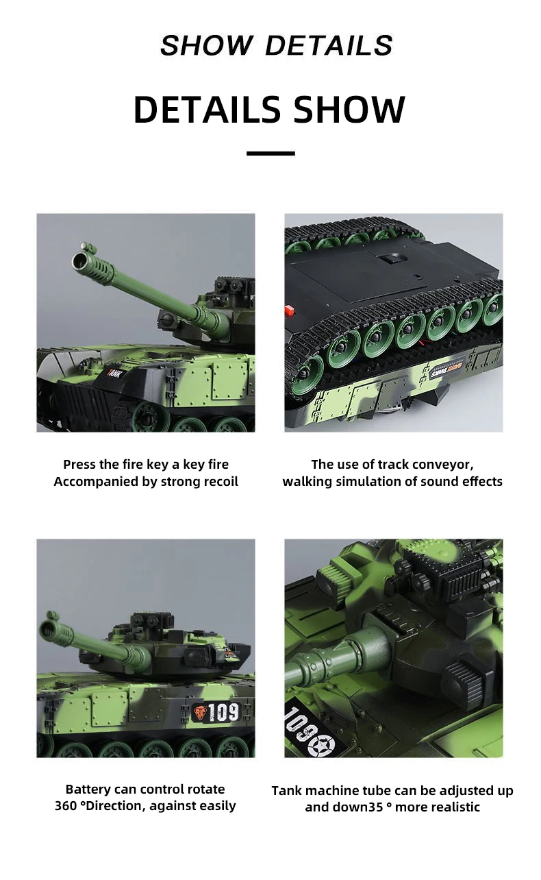 RC Tank Military 7CH War Battle M1 Leopard 2 United States Remote Control Toy Car Tank Model Electric Toys for Boy 2.4G Children 5