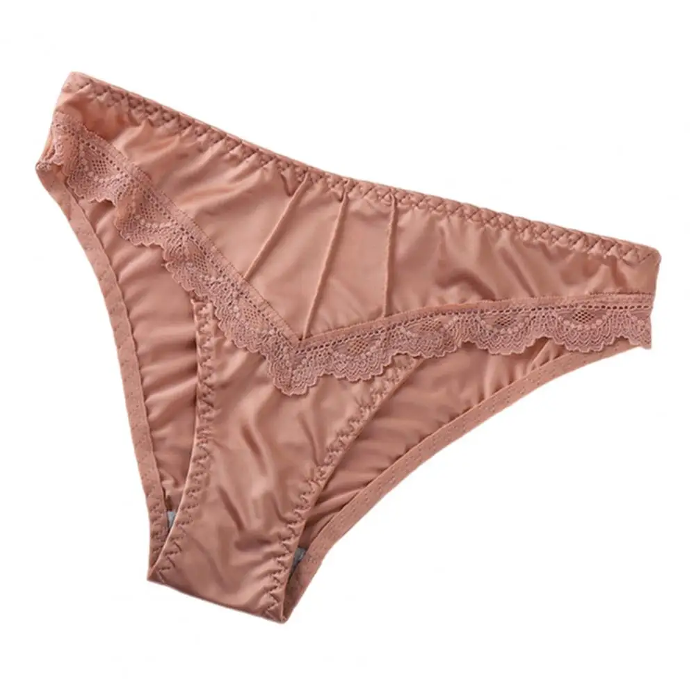 Women Underpants Low-waist Underwear Floral Lace Trim Silky Stretchable Panties Daily Wear Honeymoon Wedding Night Thong 여자 팬티