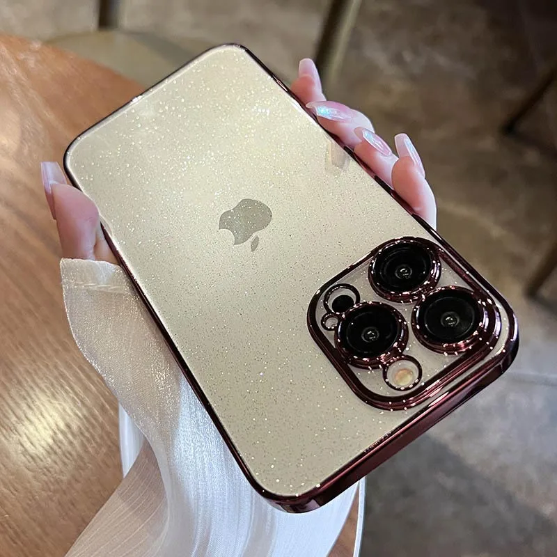 Luxury Electroplated Glitter Phone Case - Clear Transparent Shockproof Protective Cover