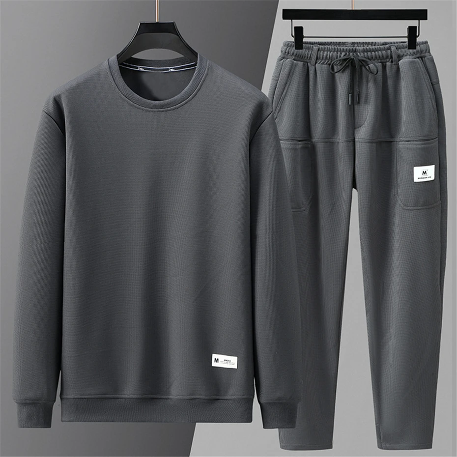 Men's Tracksuit Jogger Sportswear Spring Autumn Suit Men Sweatpants Sweatshirt Fashion Casual Solid Sets Plus Size 10XL
