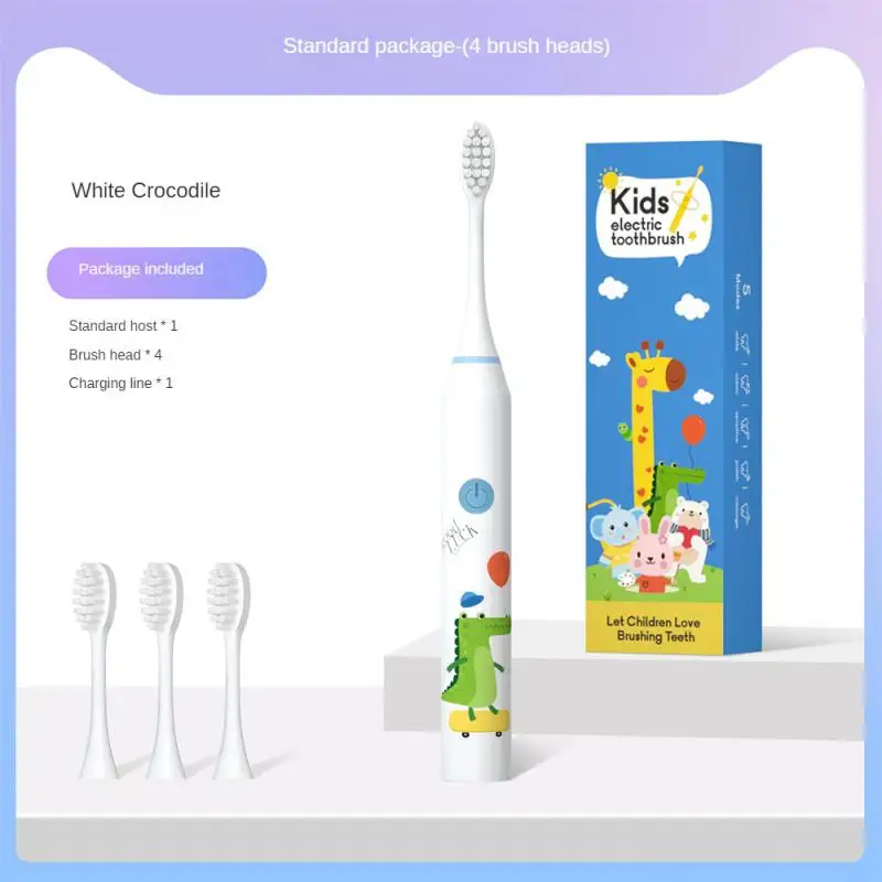 thumbnail image 1 of Cepillo de dientes eléctrico sónico para niños, resistente al agua, recargable, con temporizador inteligente, cepillo de dientes sónico eléctrico suave, 1 of 5
