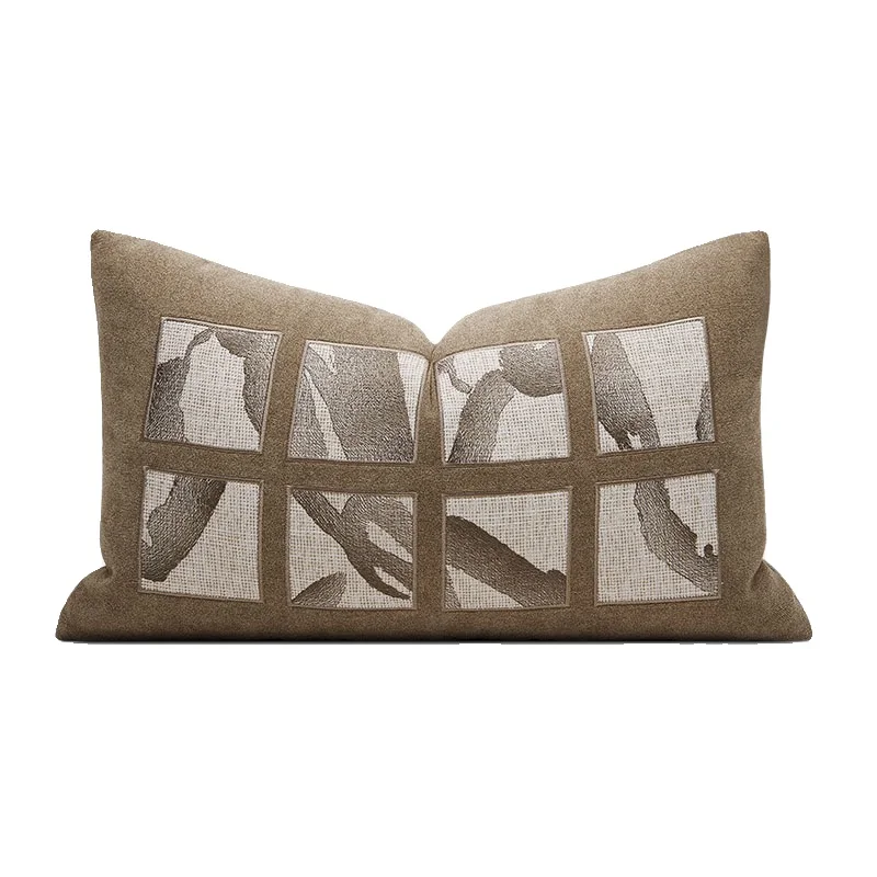 

Коричневые подушки, простая вышивка, подушка, абстрактная Геометрическая декоративная подушка, наволочка для дивана, стула, украшения для дома 30x50