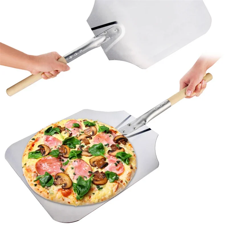 Aluminum Pizza Shovel with Wooden Handle Pala Cake Baking Tools Accessory Pizza Knife Cheese Cutter Peels Shovel 56 58 66 cm pizza cutter,pizza peel,pizza bakeware,cake cutter,pizza knife