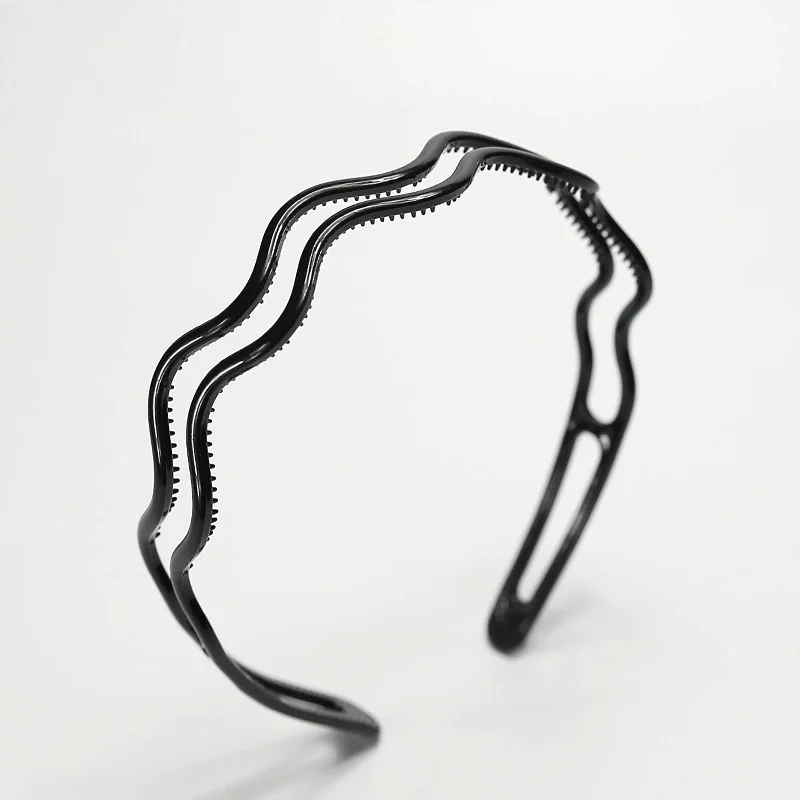 Women Korean Headband Head Hoops Girls Temperament Double-Layer Wavy Hairbands Bezel Headwer With Teeth Anti-Slip Accessories