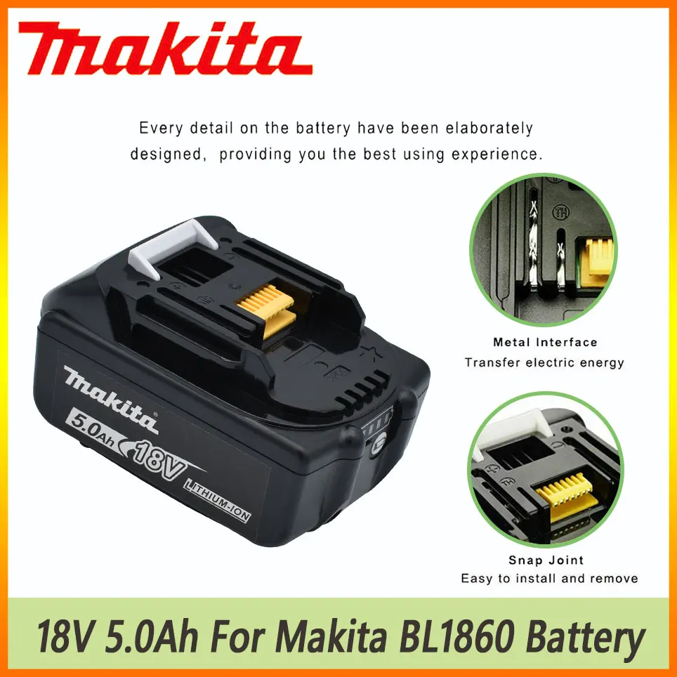 100% orijinal Makita 18V 5.0Ah/5000mAh şarj edilebilir güç araçları pil ...
