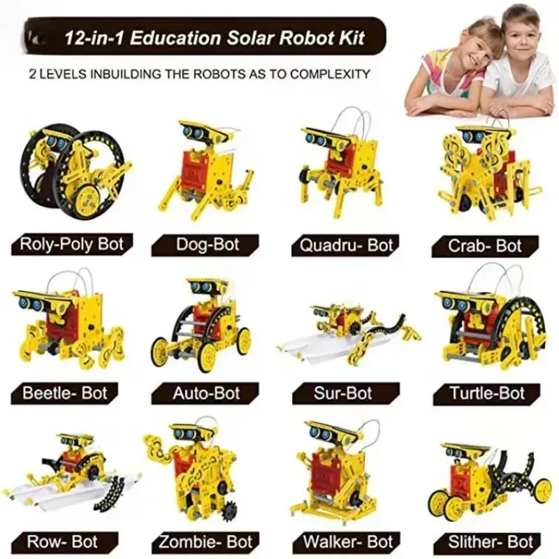 Kids DIY Assembly 12-in-1 Solar Powered Robot Educational Fun Science Smart Toy From Mainland China 1Set