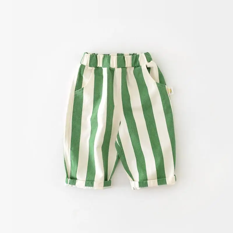 Autumn Boy Girl Children Loose Striped Casual Pants Baby Pockets Fashion Pants Kid Outdoor Cotton Trousers Toddler Costume Cotton pants,Baby trousers