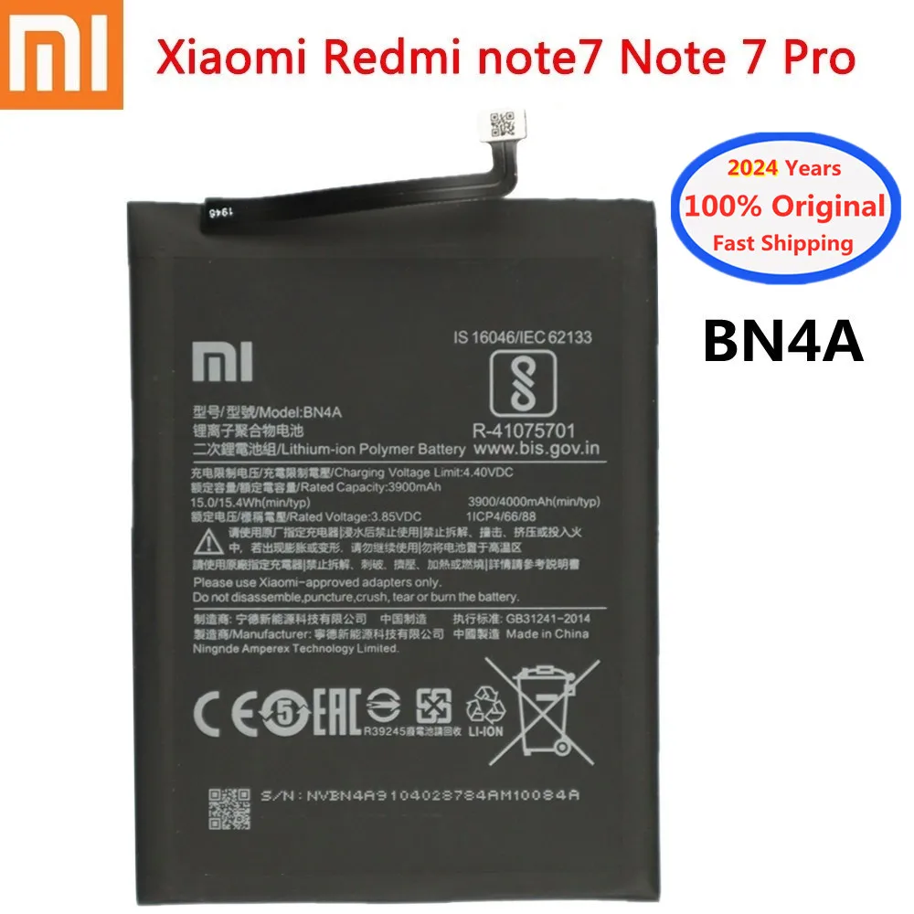 

2024 год, 100% оригинальный аккумулятор BN4A для Xiaomi Redmi Note7 Note 7 Pro M1901F7C, 4000 мАч, аккумулятор для телефона, быстрая доставка
