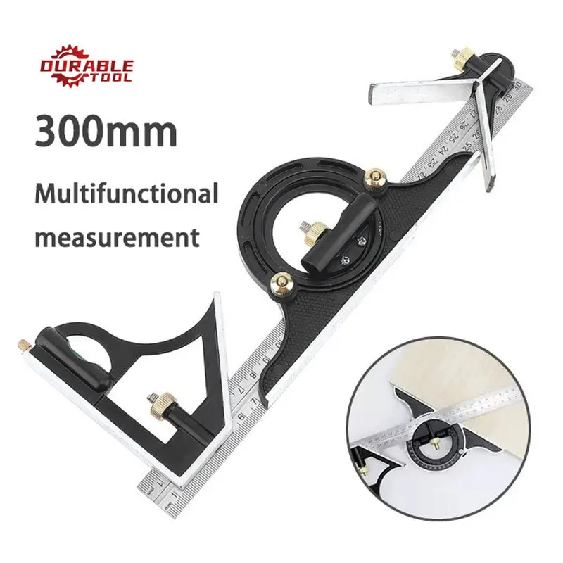 

DURABLE 3 In 1 300mm Adjustable Measuring Ruler Multi Combination Square Angle Finder Protractor Tools