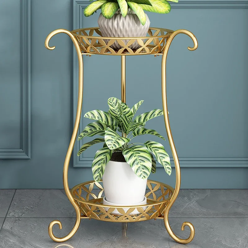 Small Double-layer Plant Stand for Balcony Modern IronDecorative Plant Shelves Creative Unique Household Shelf for Restaurant