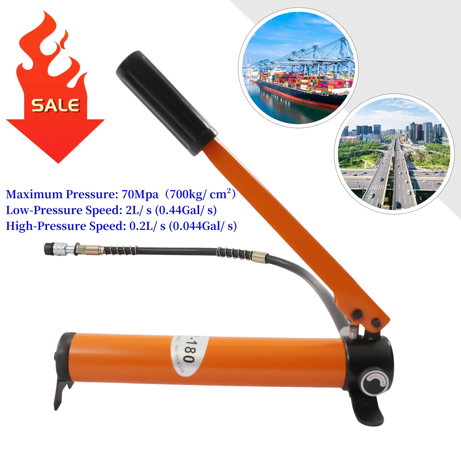 CP-180 Manual Hydraulic Pump Porta Power w/ 1m Hose Separated Type Hydraulic Tool for Body Frame Repair Kit 350CC