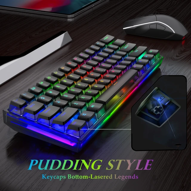 Womier WK61 Mini Portable Mechanical Keyboard Hotswap 60 Red Switch