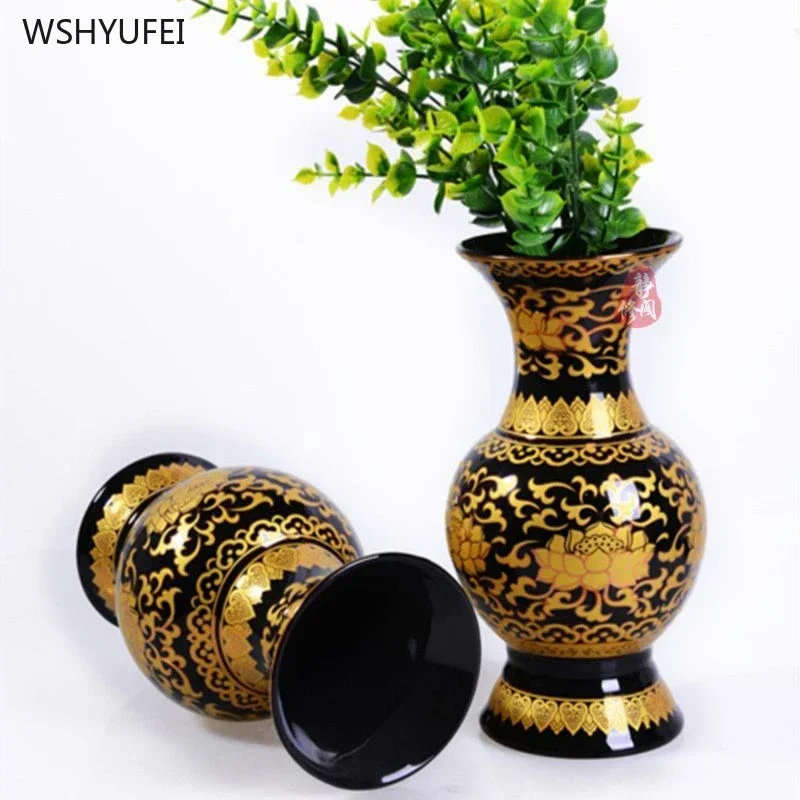 1pc ceramic vase  Buddhist temple supplies living room bedroom table temple sacrifice home decor feng shui Housewarming gift 3
