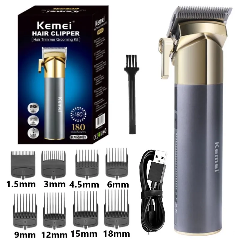 

Professional Powerful Hair Clippers Rechargeable Cordless Fade Hair Cutting Trimmer Barber Cutter Blends Haircut Machine