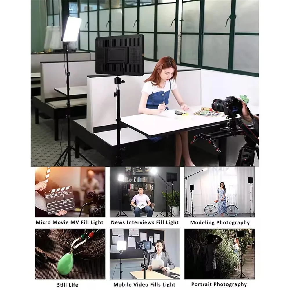 LED Video Light With Professional Tripod Stand Remote Control Dimmable Panel Lighting Photo Studio Live Photography Fill-in Lamp - 5