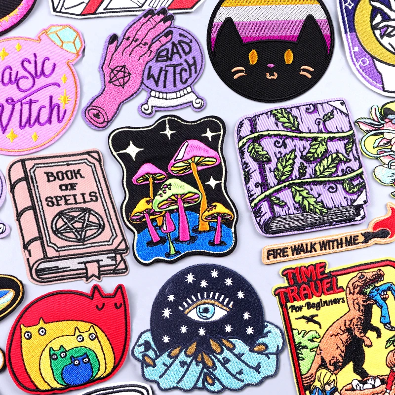 Description Picture 2 of itemCartoon Patch Iron On Patches For Clothing Thermoadhesive Patches On Clothes Badge Mushroom/Book Embroidery Patch Animal Sticker