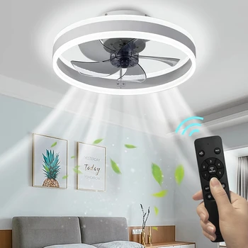 모던 LED 조용한 천장 팬 라이트 모터, 6 단 타이밍 조명, 전기 팬 침실 장식 환풍기 램프, 50cm L