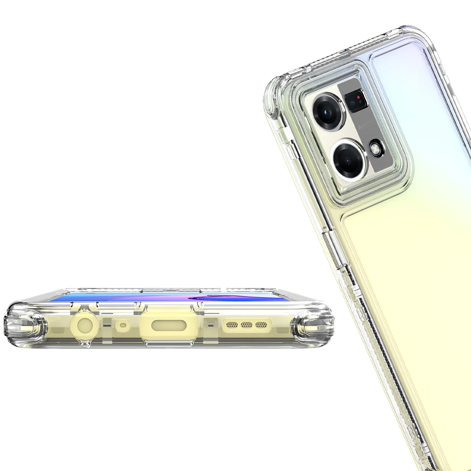 3-in-1 Hybrid Armor Shockproof Phone Case with Hard Plastic Frame and Transparent TPU Back