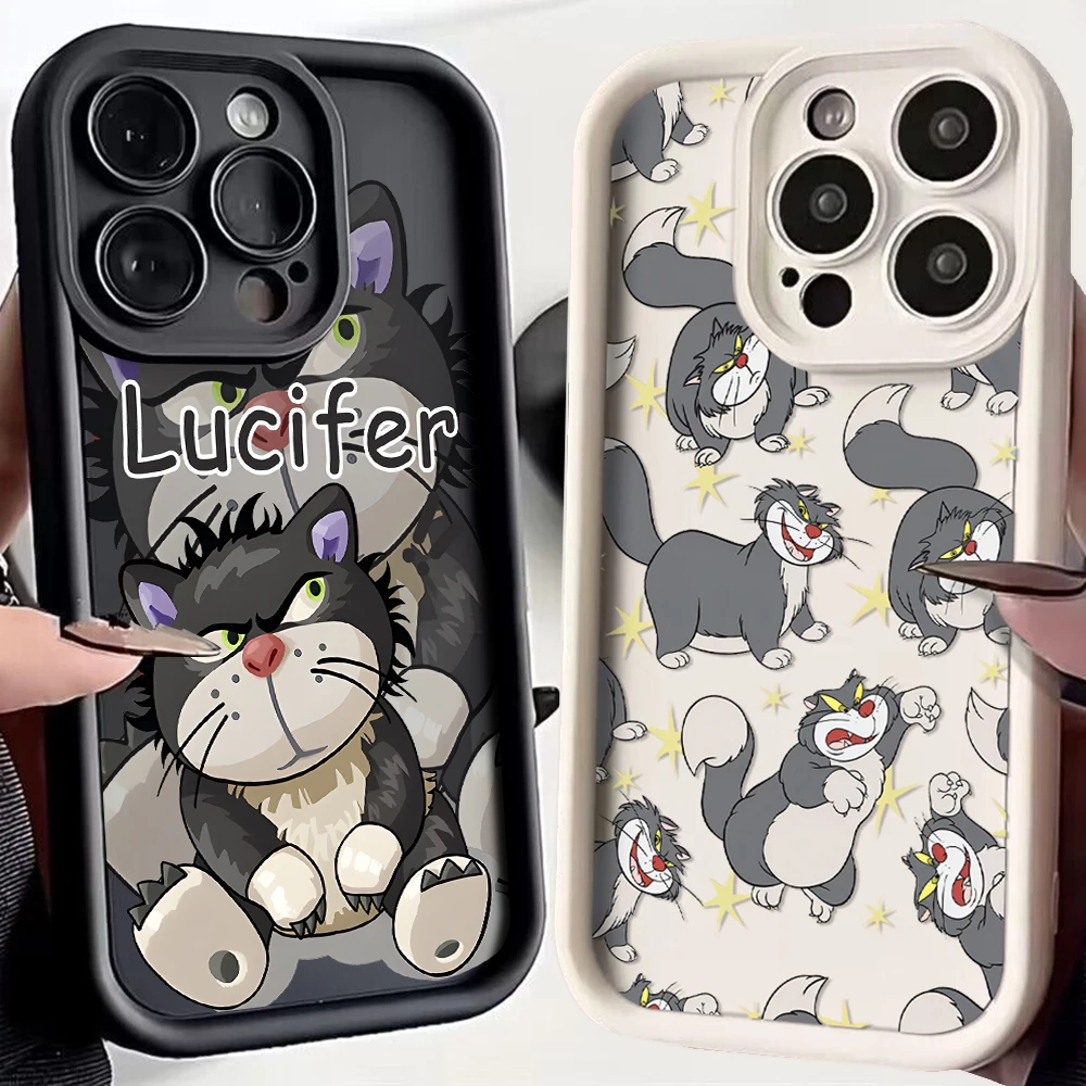 디즈니 귀여운 루시퍼 고양이 전화 케이스, OPPO Reno 2 3 4 5 6 7 7Z..