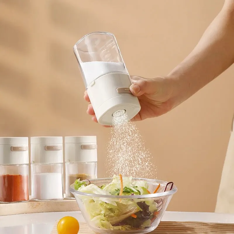 Glass Quantitative Seasoning Jar 180ml Press-Type Salt Control Bottle Kitchen Household Seasoning Can Sealed Salt Jar seasoning jar