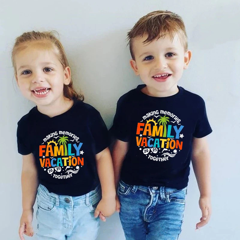 Making Memories Together Family Vacation 2025 Family Matching Shirts Cotton Dad Mom Kids Tshirts Baby Rompers First Trip Outfits 3