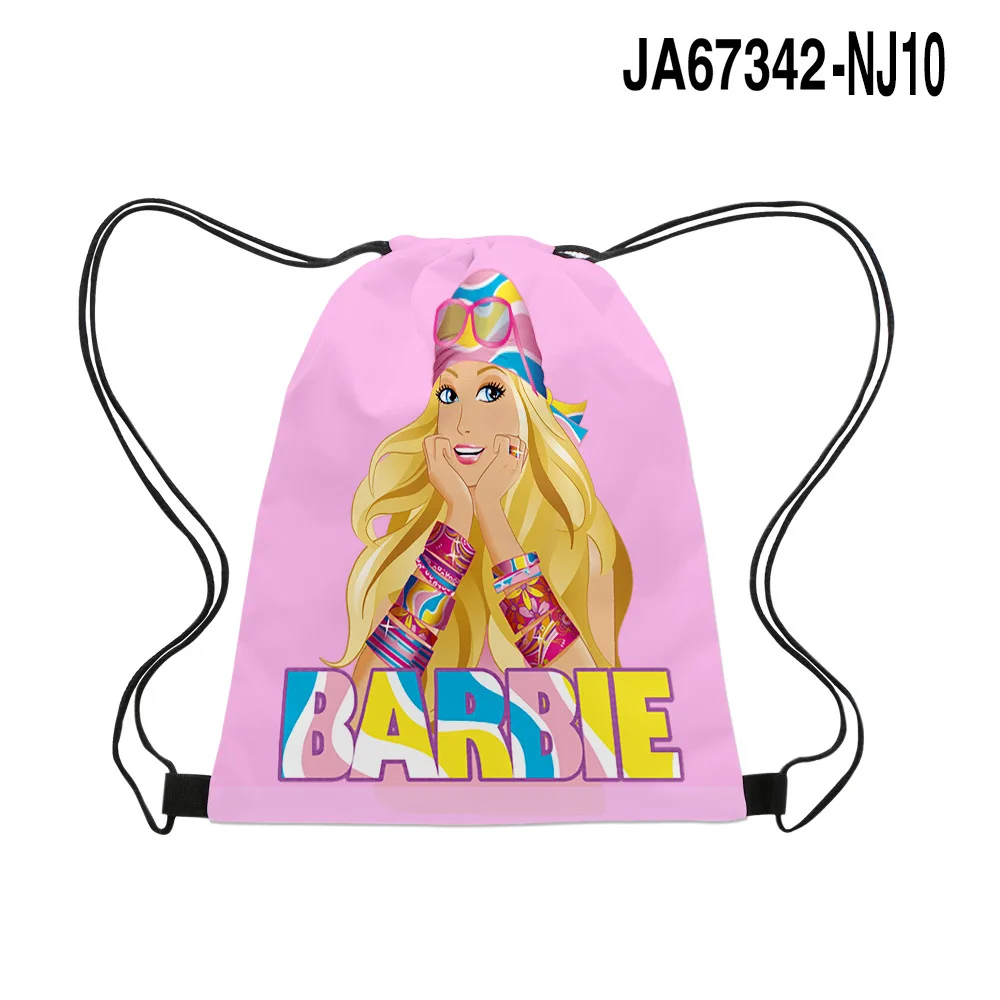 MINISO 3D New Barbie Print Movie Cartoon School Bag Drawstring Backpack Cartoon Drawstring Pocket Sports Bag Best Gift