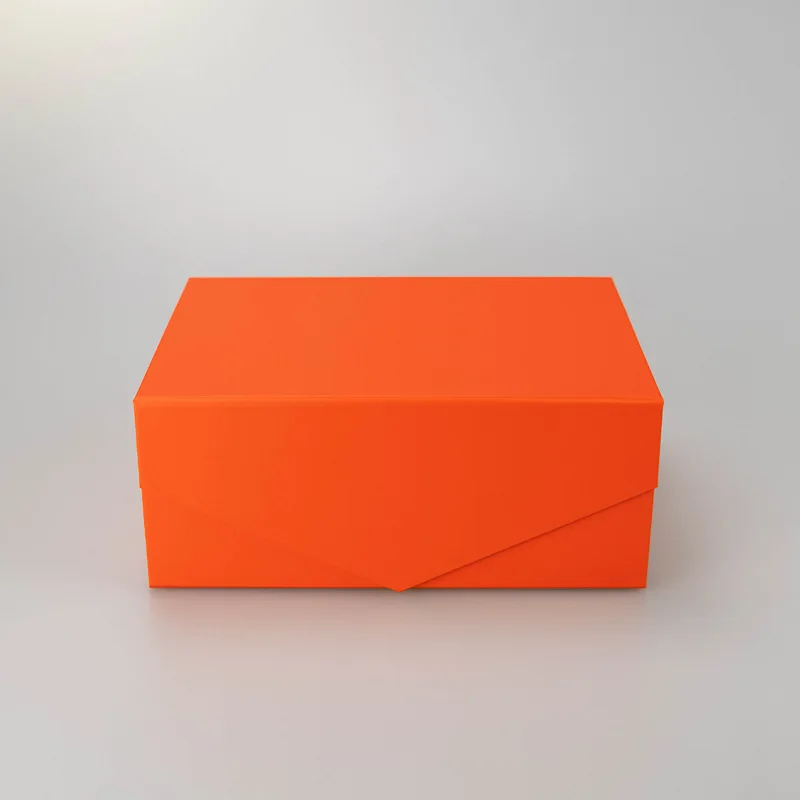 Large Orange Magnetic Folding Rigid Paper Gift Box with Custom Logo Printing, Sturdy Ca... - SKU SCP01733 - UGI Packaging