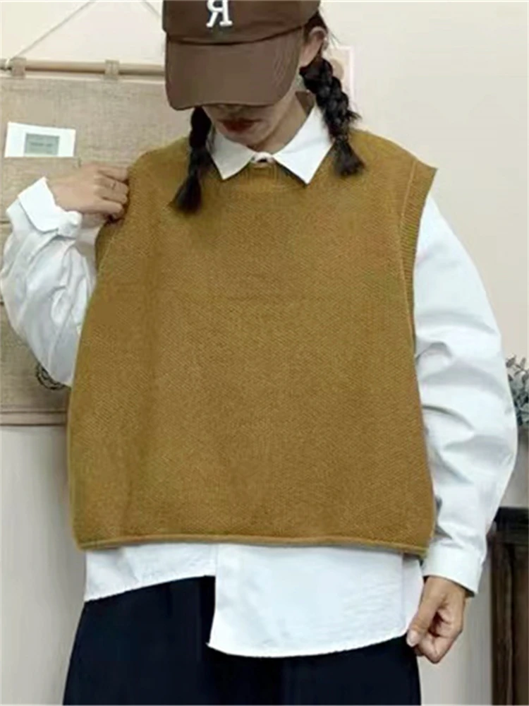 

Sweater Women Vest Fall 2023 Women Clothing Loose Sleeveless Sweaters Knitting Vest Joker Knitted Wool Oversize Girls Pullover