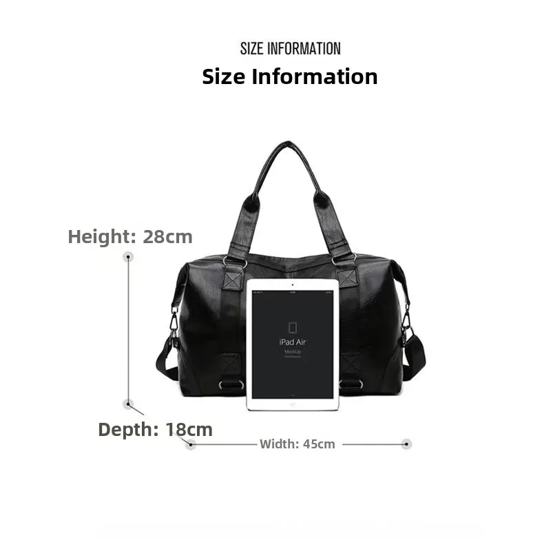 Men's Leather Travel Bag Large Capacity Handbag for Business Trips And Vacations with Shoulder Strap And Handle Free Shipping - 5