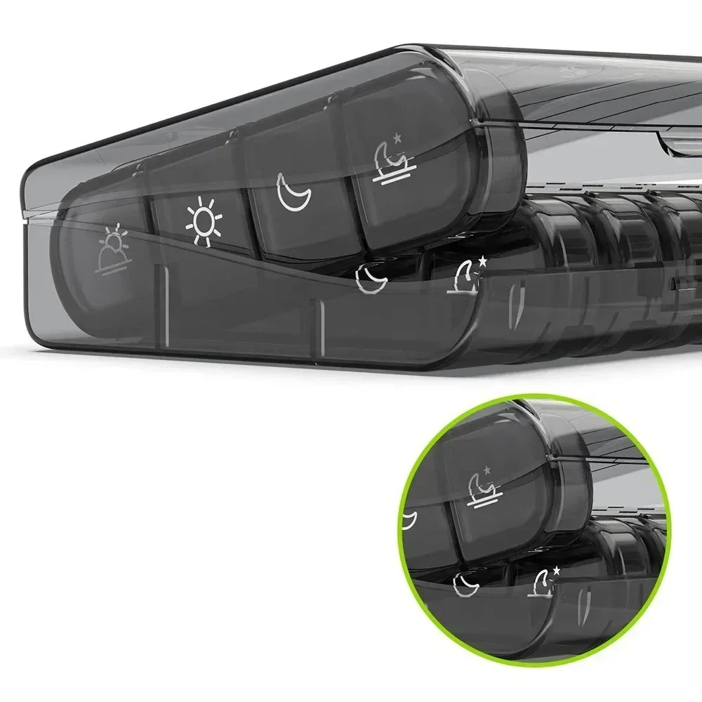 Pill Cases Box Organizer 7 Days 28 Grids 4 Times Portable Travel with Large Compartments for Vitamins Medicine Fish Oils
