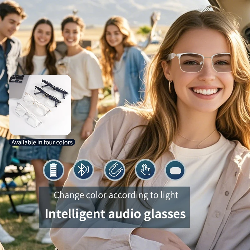 KOIPSSE Occhiali intelligenti Tecnologia nera Sport all'aria aperta per adulti di alto valore Guida in spiaggia Altoparlanti incorporati Riproduci musica Dual Touch HIF - immagine 2