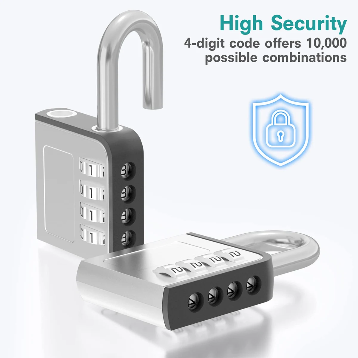 4 Digit Combination Padlock Zinc Alloy Waterproof And Pickproof For Travel Bag Warehouse Door Gym Cabinet