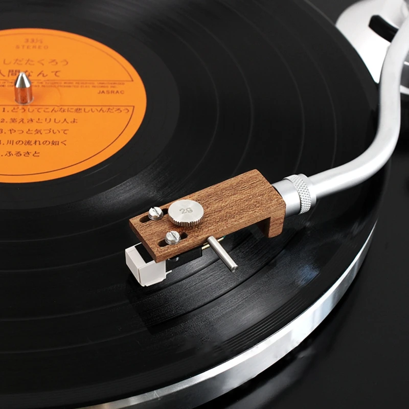 Cherry Wood Turntable Headshell Mount Universal for LP Phono Cartridge Replacement Phonograph Head Holder Stylus Lead