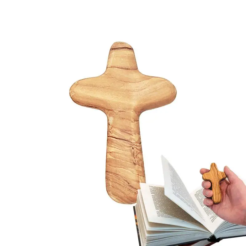 올리브 나무 손바닥 십자가, 창의적인 소형 핸드 헬드 십자가, 손바닥 크기 기독교 선물, 기도하고 위로하는 부드러운 핸드 헬드 십자가