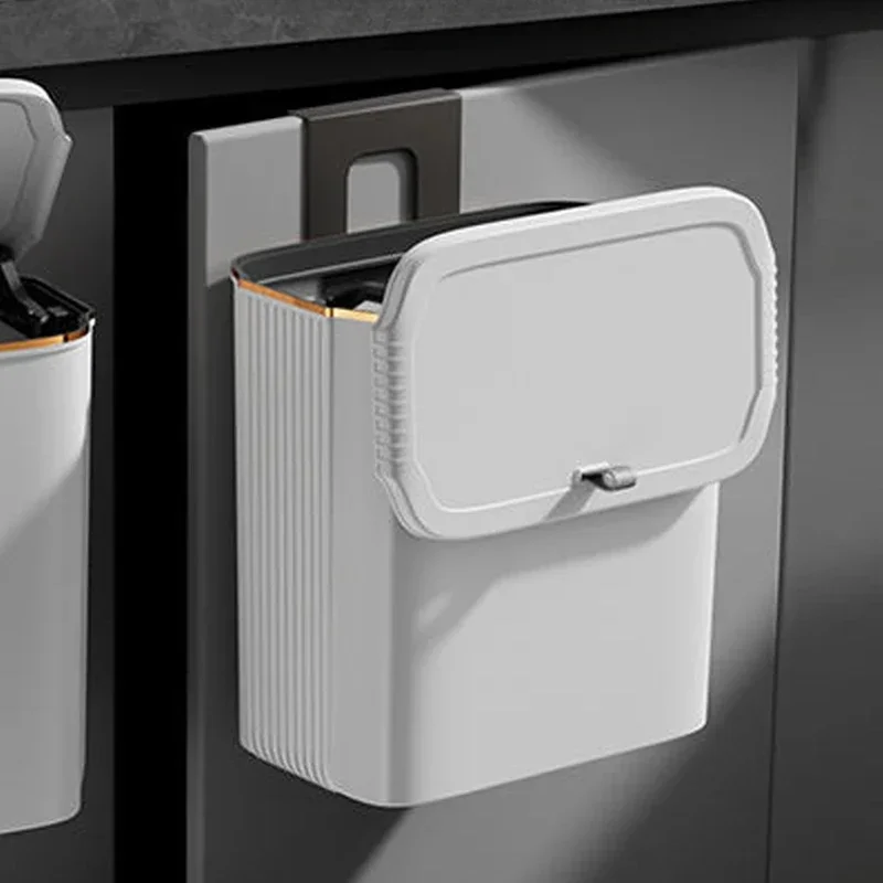 

7/9L Hanging Trash Can Large Capacity Kitchen Recycling Garbage Basket Cabinet Door Bathroom Wall Mounted Trash Bin Dustbin