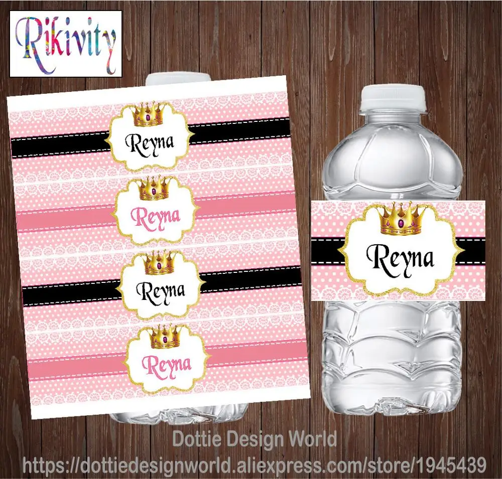 personalized princess girl water bottle wine champagne labels candy wrapper sticker baby shower birthday party decoration party diy decorations aliexpress