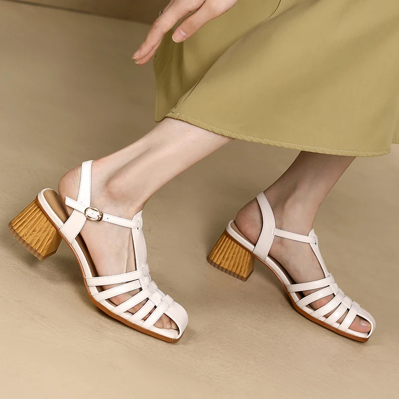 

2023 New Summer gladiator Sandals high Heels Woman Shoes Chunky Heel Sandals Shoes Handmade Casual Women Pumps