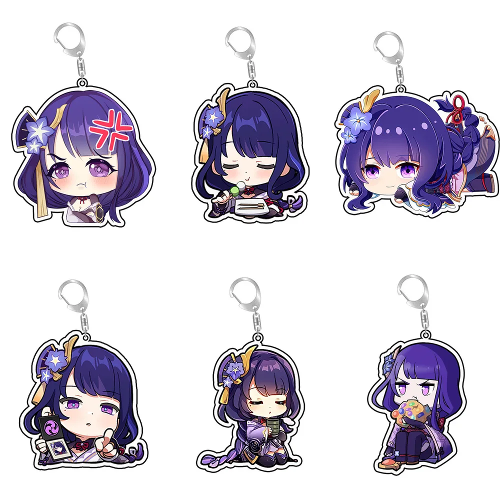 Genshin ударопрочный акриловый брелок для ключей кольцо Райден шогун Аниме Фигурка двусторонняя печать пользовательские брелки