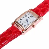 Fashion Women Watches Luxury Metal Rose Gold Square Ladies Quartz Wristwatch Rectangle Red Leather Female Clock - Image 3