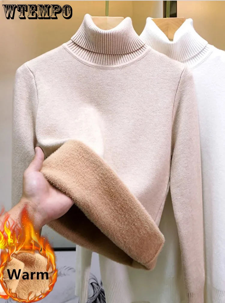 WTEMPOWinterAutumnFleeceKnittedFleeceLinedSweatersWomensLong